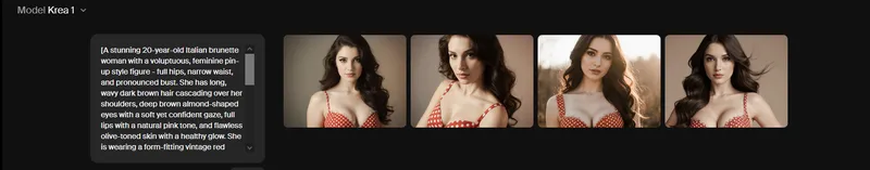 Генерация лица AI-девушки в Krea.ai